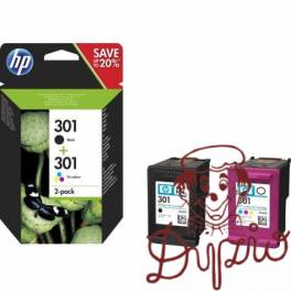 Tusz HP 301 (N9J72AE/J3M81AE) czarny 190str+kolor 165str (2szt) Tusz HP 301 (N9J72AE/J3M81AE) czarny 190str+kolor 165str (2szt)