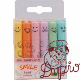 Zakreślacze mini SMILE 6 kolorów pastelowych HA 4130 02PA-WP6 Happy Color Zakreślacze mini SMILE 6 kolorów pastelowych HA 4130 02PA-WP6 Happy Color
