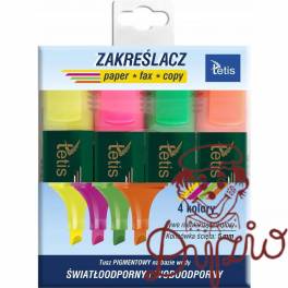 Zakreślacze neonowe komplet 4szt. KW015-M4 TETIS Zakreślacze neonowe komplet 4szt. KW015-M4 TETIS
