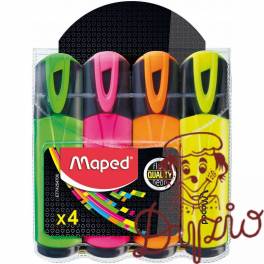 Zakreślacz FLUO PEPS mix kolorów 4szt etui z zawieszką 742547 MAPED