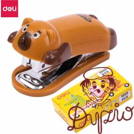 Zszywacz do 15 kartek zszywki 10 miś brązowy E0452 BROWN DELI Zszywacz do 15 kartek zszywki 10 miś brązowy E0452 BROWN DELI