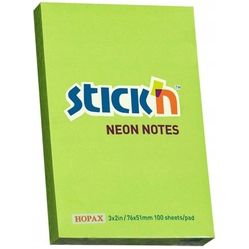 Bloczek STICKN 76x51mm zielony neon 100k 21163