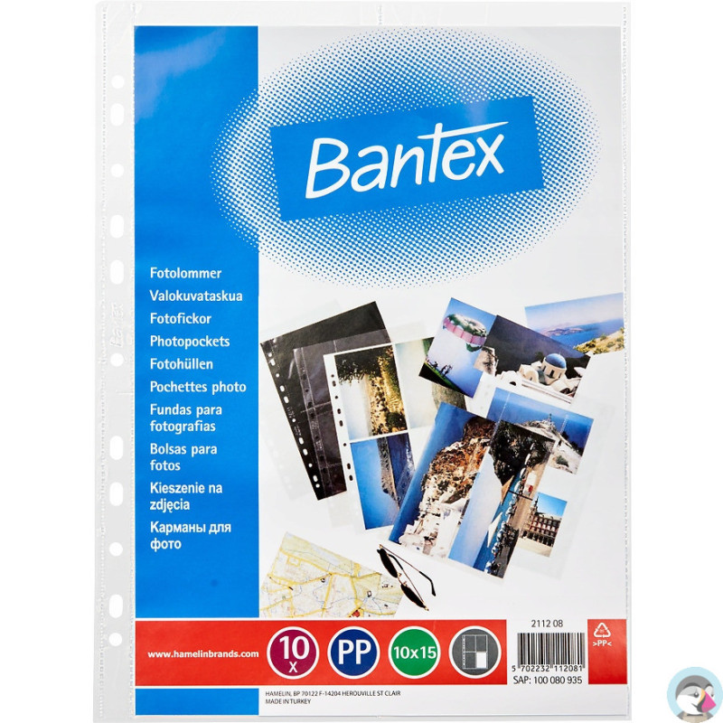 Koszulki na ZDJĘCIA pionowe 10x15 PP 100mic(10szt) 100080935 BANTEX