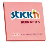 Bloczek samoprzylepny 76x76mm 100k różowy neonowy STICK`N 21166