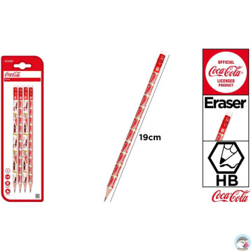 Ołówek HB z gumką 4szt. emblematy COCA-COLA CC025 MP Poland