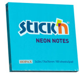 Bloczek samoprzylepny 76x76mm 100k niebieski neonowy 21209 STICK`N