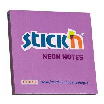 Bloczek STICKN 76x76mm fioletowy neonowy 100k 21210 STICKN Bloczek STICKN 76x76mm fioletowy neonowy 100k 21210 STICKN