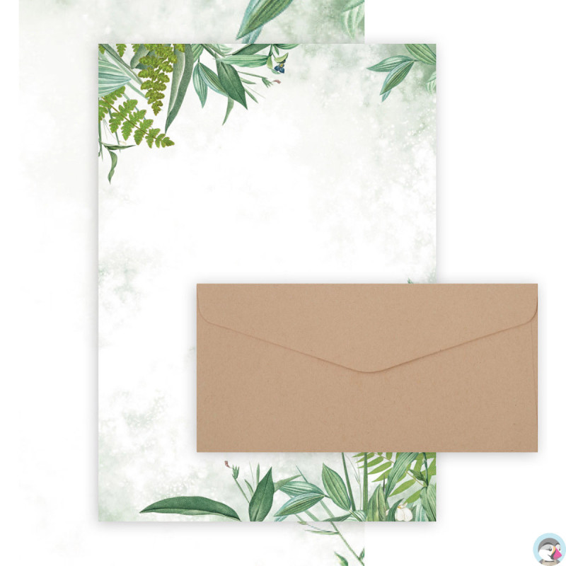 Papeteria ozdobna A4 Arkusz FLORA 100g.(20ark.) +koperta DL ciemnobeżowa (10szt.) 206122 Galeria Papieru