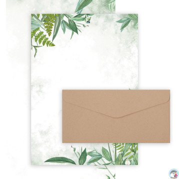 Papeteria ozdobna A4 Arkusz FLORA 100g.(20ark.) +koperta DL ciemnobeżowa (10szt.) 206122 Galeria Papieru
