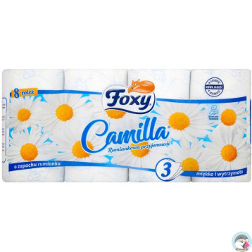 Papier toaletowy FOXY (8 rolek) CAMILLA rumiankowy 3 warstwy