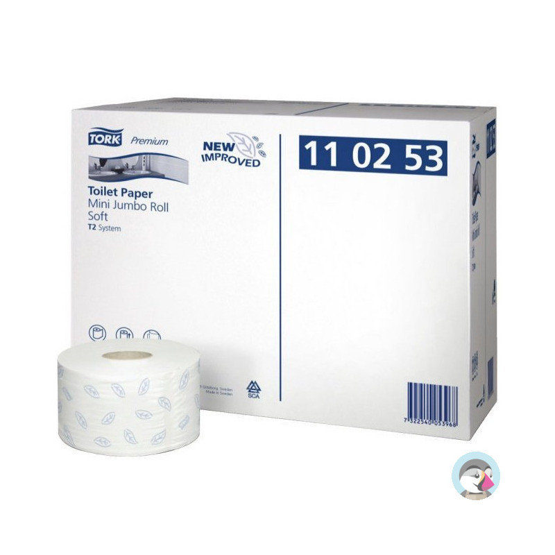 Papier toaletowy TORK T2 (12 rolek) Premium Mini JUMBO makulatura/biały 2w 170m 110253/2000488