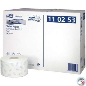 Papier toaletowy TORK T2 (12 rolek) Premium Mini JUMBO makulatura/biały 2w 170m 110253/2000488