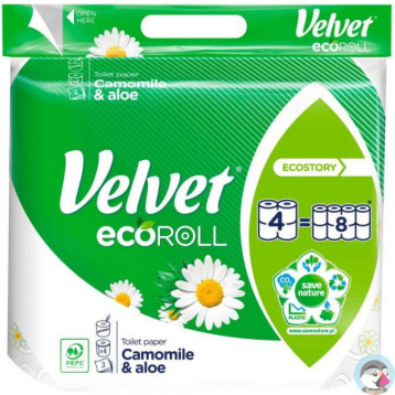 Papier toaletowy VELVET ECOROLL rumiankowy 3w. (4rol.)