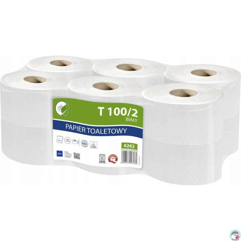 Papier toaletowy biały 100m 2w (12sztuk) makulatura ELLIS Ecoline 6262