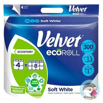 Papier toaletowy VELVET ECOROLL biały 3w. (4rol.)