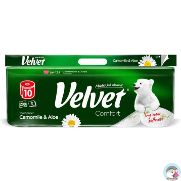 Papier toaletowy VELVET (10 rolek) 3 warstwy zapach RUMIANEK 200 listków