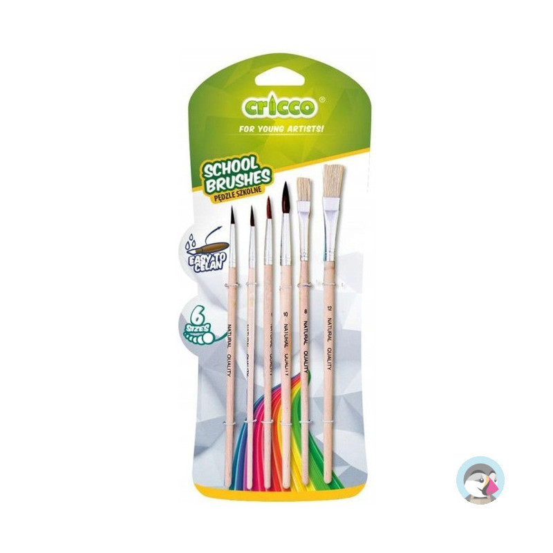 Pędzelki szkolne CRICCO 6sztuk,blister CR364B6