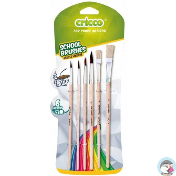 Pędzelki szkolne CRICCO 6sztuk,blister CR364B6