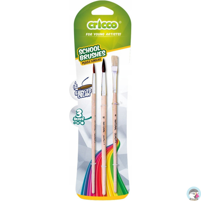 Pędzelki szkolne 3szt. blister CR364B3 CRICCO
