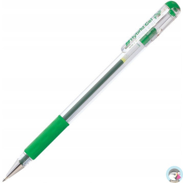 Pióro żelowe PENTEL K116 zielone z gumowym uchwytem Hybrid Gel Grip