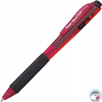 Długopis żelowy WOW K437CR/B czerwony pstryk.gum.uchwyt PENTEL