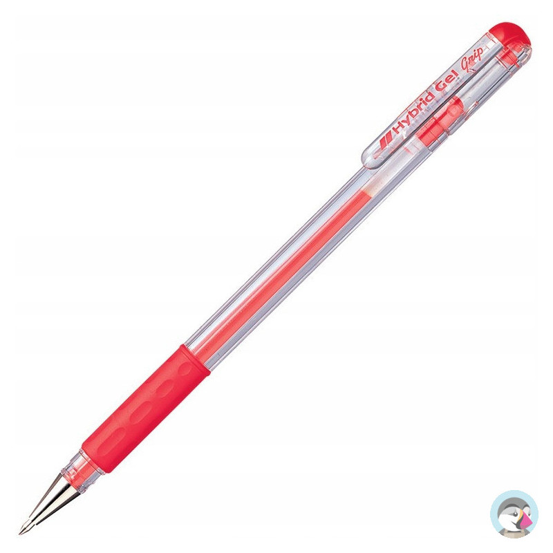 Pióro żelowe PENTEL K116 czerwony z gumowym uchwytem Hybrid Gel Grip