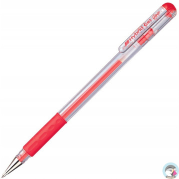 Pióro żelowe PENTEL K116 czerwony z gumowym uchwytem Hybrid Gel Grip