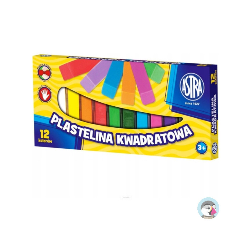 Plastelina dla dzieci kwadratowa 12 kolorów zestaw 83813908 ASTRA