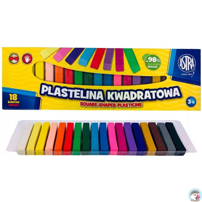 Plastelina dla dzieci kwadratowa 18 kolorów zestaw 83814904 ASTRA