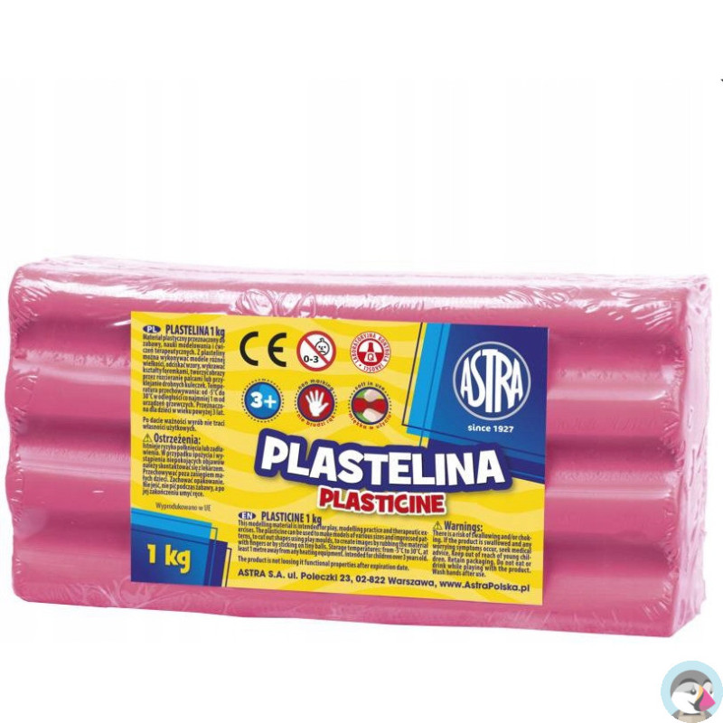 Plastelina szkolna dla dzieci 1kg różowa jasna 303111007 ASTRA
