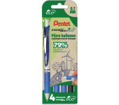 Pióro kulkowe ENERGEL 3x niebieski, 1x czarny komplet 4sztuk BL77E PENTEL