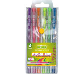 Długopis żelowy fluorescencyjny 6 kolorów CRICCO w etui CR816W6