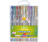 Długopisy żelowe brokatowe 10 kolorów CRICCO w etui CR815W10