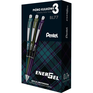 Pióro kulkowe ENERGEL BL77 (3szt.) 3-odcienie czarnego +wkłady LR7 BL77A2-ST3KSVPL PENTEL Pióro kulkowe ENERGEL BL77 (3szt.) 3-odcienie czarnego +wkłady LR7 BL77A2-ST3KSVPL PENTEL
