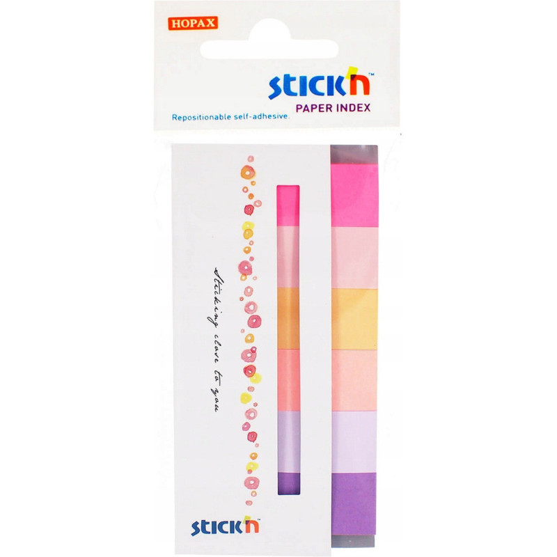 Zakładki papierowe 45x15mm 6 kolorów SPRING 180 kartek 21595 STICK&acute N