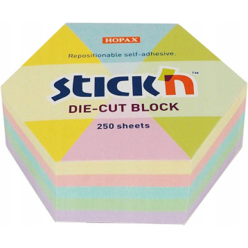 Notes sześciokąt, 61X70MM, MIX 5 KOL. pastelowych 250KART 21826 STICK`N Notes sześciokąt, 61X70MM, MIX 5 KOL. pastelowych 250KART 21826 STICK`N