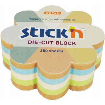 NOTES KWIATEK, 67X67MM, MIX 5 KOL. PASTEL+RECYKLING 250KART. 21834