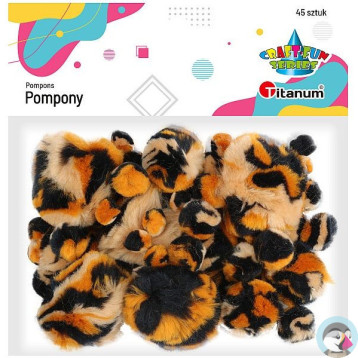 Pompony akrylowe CĘTKI 45szt. mix rozm. 338521 TITANUM
