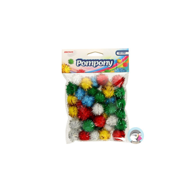 Pompony metaliczne mix kolorów 78sztuk POM05 BREWIS