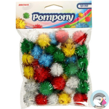 Pompony metaliczne mix kolorów 78sztuk POM05 BREWIS