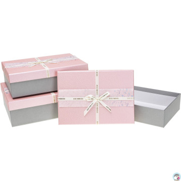 Zestaw pudełek ozdobnych PUG-23220-PR PINK (3szt) ROZETTE