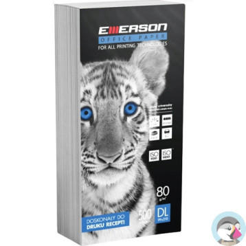 Papier receptowy DL 80g EMERSON TIGER (210x99mm) biały 500ark