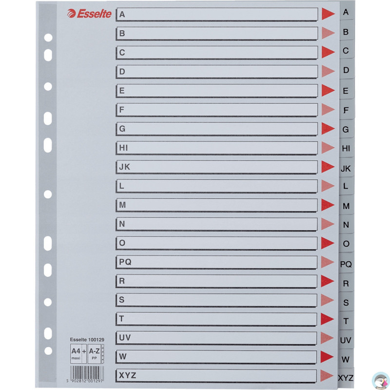 Przekładki MAXI A-Z PP szare 100129 ESSELTE