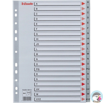 Przekładki plastikowe szare PP A4 A-Z alfabetyczne 100112 ESSELTE