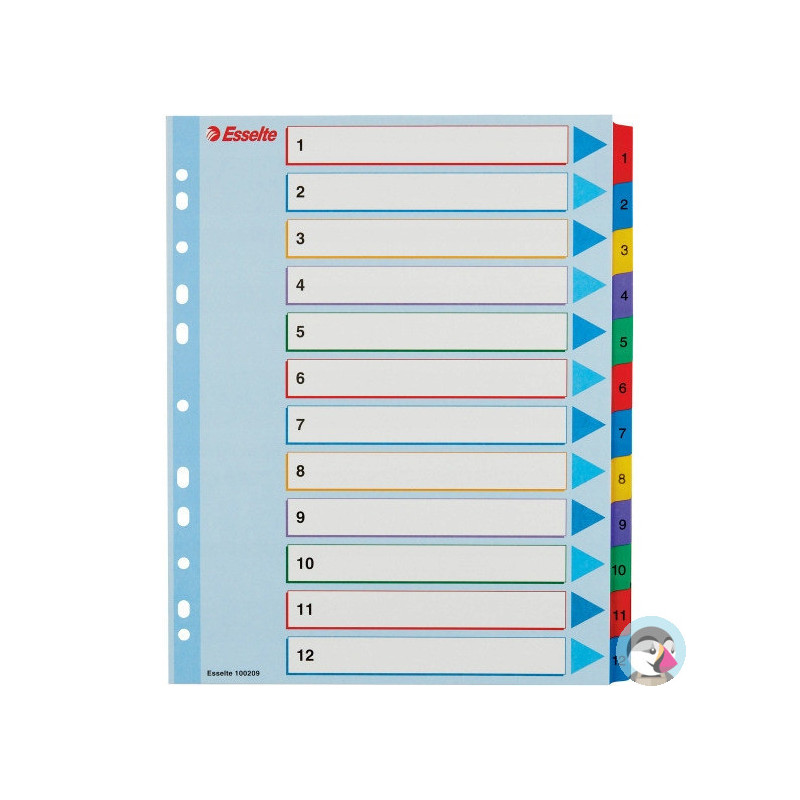 Przekładki kartonowe MYLAR A4 MAXI 1-12 ESSELTE 100209