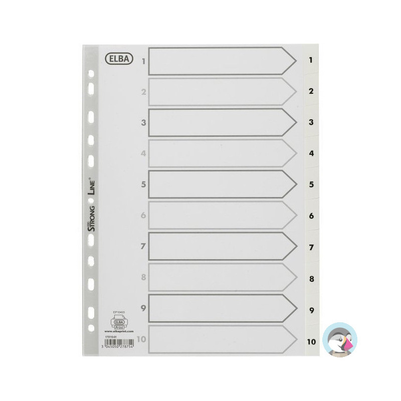 Przekładki numeryczne do segregatora A4 1-10 białe PP 100204765 OXFORD