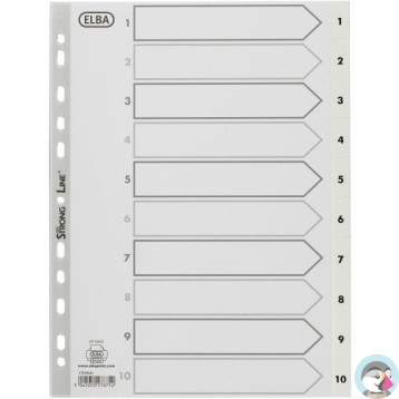 Przekładki numeryczne do segregatora A4 1-10 białe PP 100204765 OXFORD