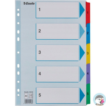 Przekładki kartonowe MYLAR A4 1-5 białe 100160 ESSELTE