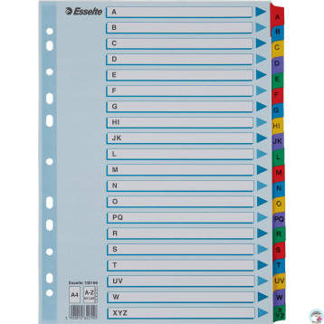 Przekładki kartonowe MYLAR A4 A-Z białe 100166 ESSELTE