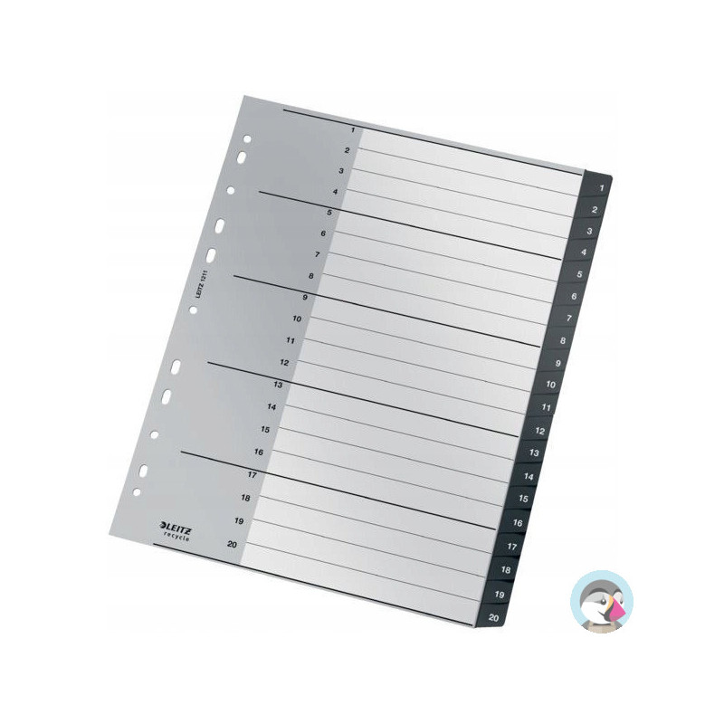 Przekładki Recycle 1 - 20, A4, PP, czarne 12110000 LEITZ